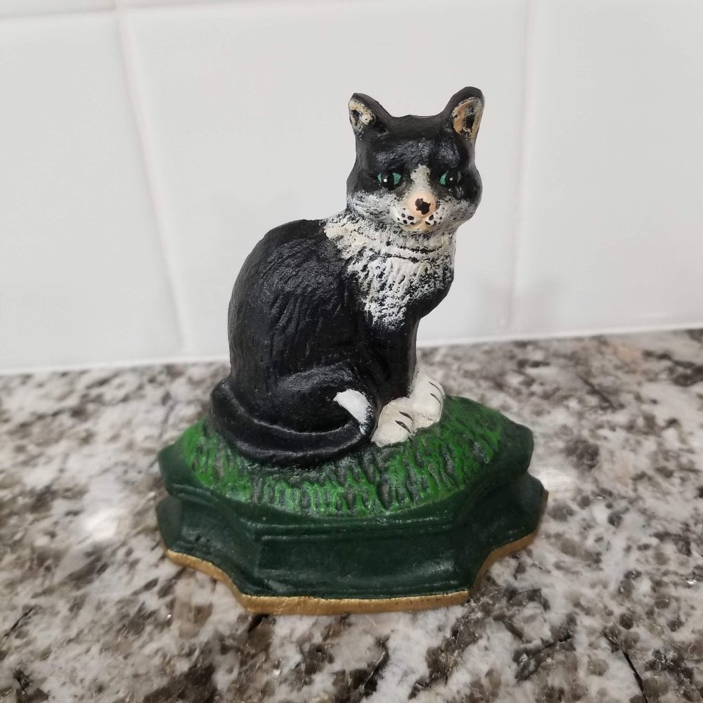 Cast Iron 4 inch Doorstop Cat Handpainted